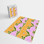 Retro Groovy Daisies - Orange, Pink, Very-Peri and Green  Jigsaw Puzzle Gallery Image 2
