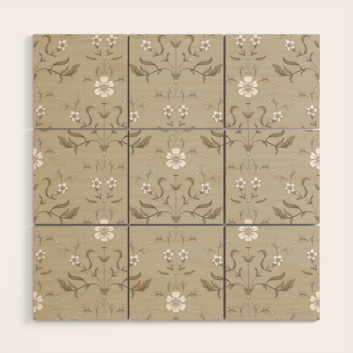 Vintage Cafe Floral - Oat Wood Wall Art Gallery Image 1