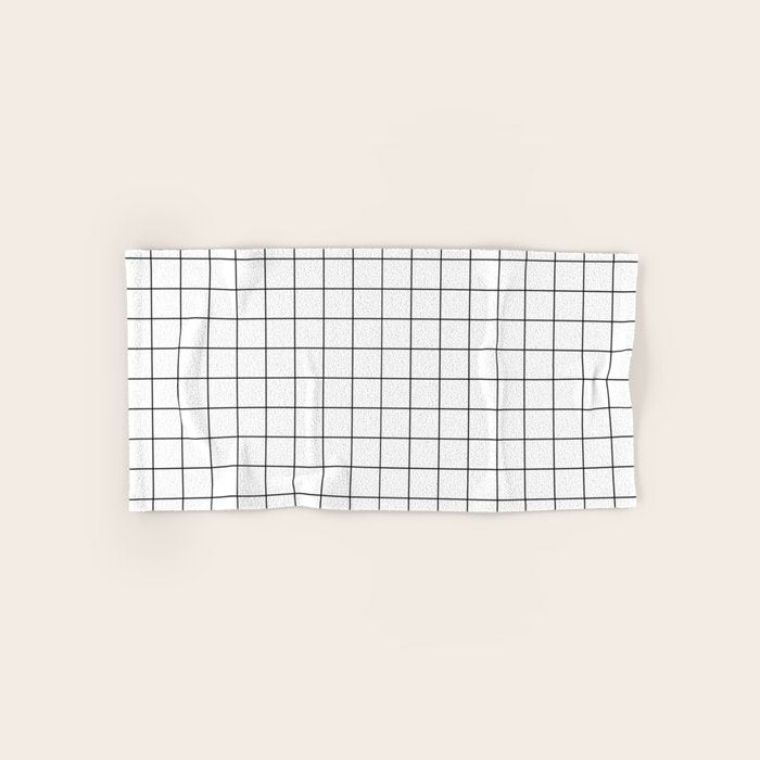 Grid Pattern Stripes Lines Black and White Minimalist Geometric Stripe Line Drawing Bath Towel Gallery Image 1