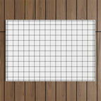 Grid Pattern Stripes Lines Black and White Minimalist Geometric Stripe Line Drawing Outdoor Rug Gallery Image 1