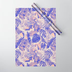 Blue and pink leafy jungle J Wrapping Paper Gallery Image 1
