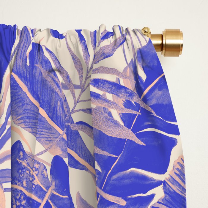 Blue and pink leafy jungle J Window Curtain Gallery Image 2