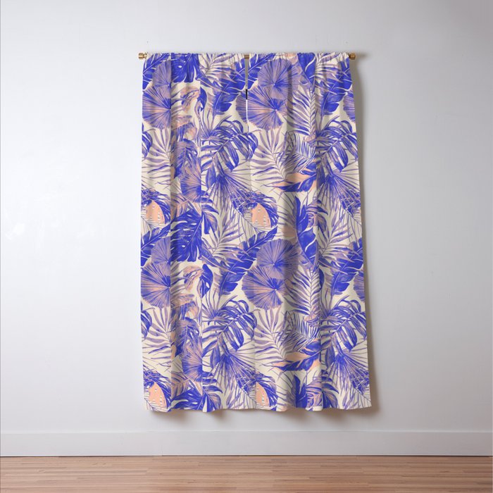 Blue and pink leafy jungle J Window Curtain Gallery Image 3