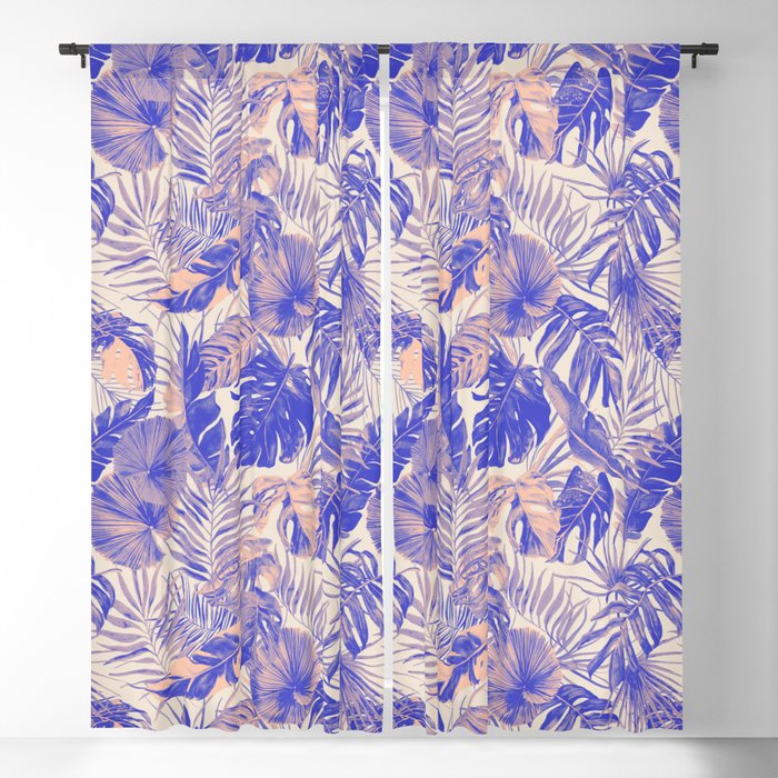 Blue and pink leafy jungle J Window Curtain Gallery Image 5