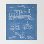 Train Locomotive Patent - Steam Train Art - Blueprint Throw Blanket Gallery Image 2