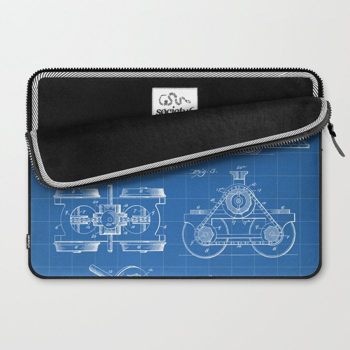 Train Locomotive Patent - Steam Train Art - Blueprint Laptop Sleeve Gallery Image 2