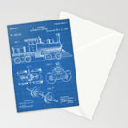 Train Locomotive Patent - Steam Train Art - Blueprint Stationery Card Gallery Image 2