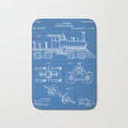 Train Locomotive Patent - Steam Train Art - Blueprint Bath Mat Gallery Image 1