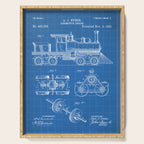 Train Locomotive Patent - Steam Train Art - Blueprint Serving Tray Gallery Image 1