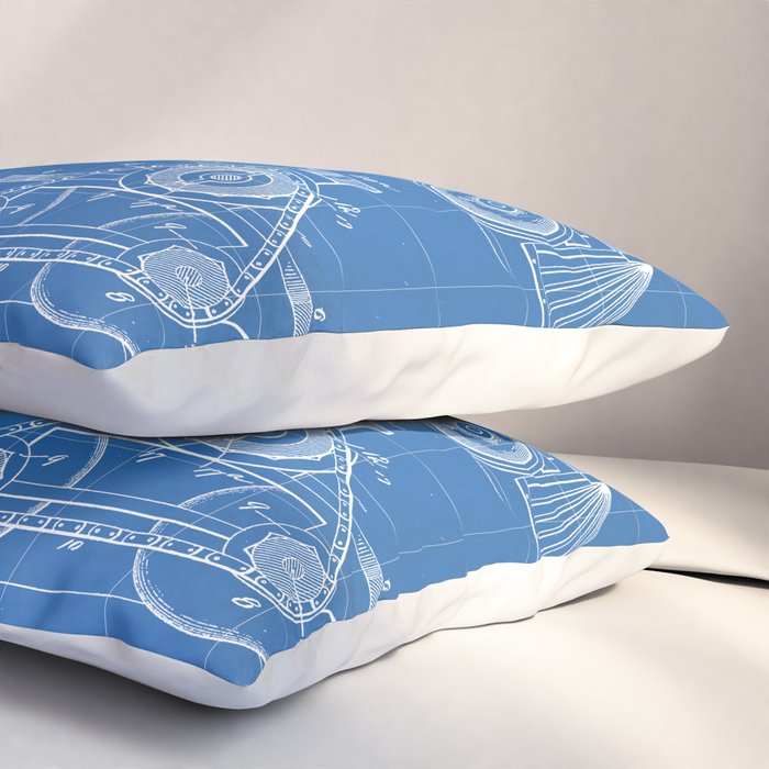 Train Locomotive Patent - Steam Train Art - Blueprint Pillow Sham Gallery Image 3