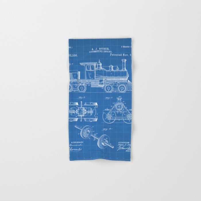 Train Locomotive Patent - Steam Train Art - Blueprint Towels Gallery Image 1