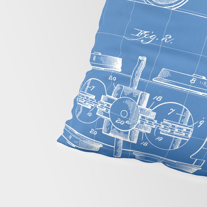Train Locomotive Patent - Steam Train Art - Blueprint Pillow Sham Gallery Image 4