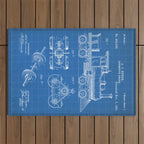 Train Locomotive Patent - Steam Train Art - Blueprint Outdoor Rug Gallery Image 1