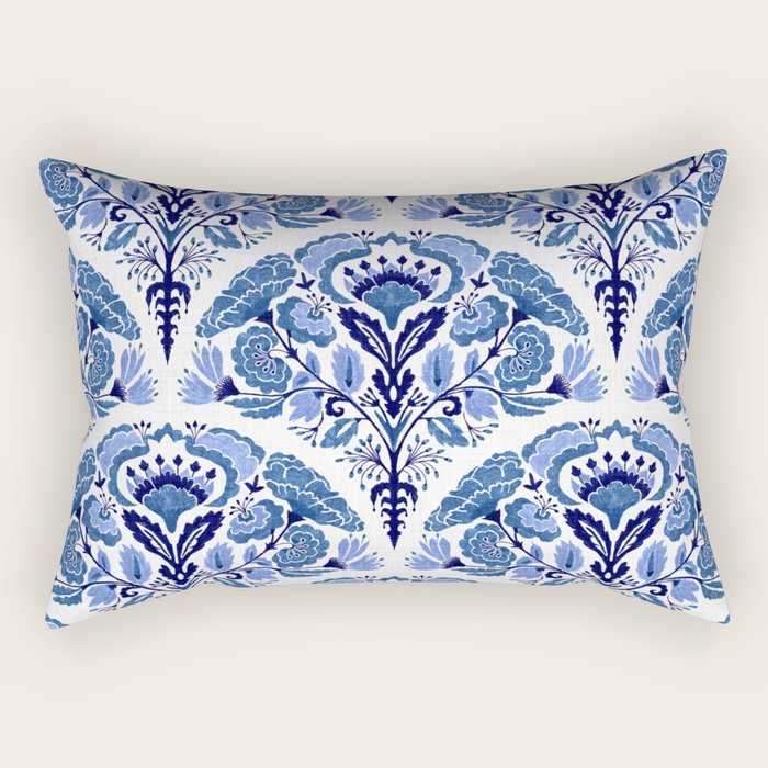 Chinoiserie Damask Porcelain Pattern Rectangular Pillow Gallery Image 2