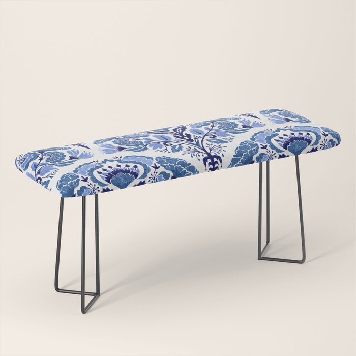Chinoiserie Damask Porcelain Pattern Bench Gallery Image 1
