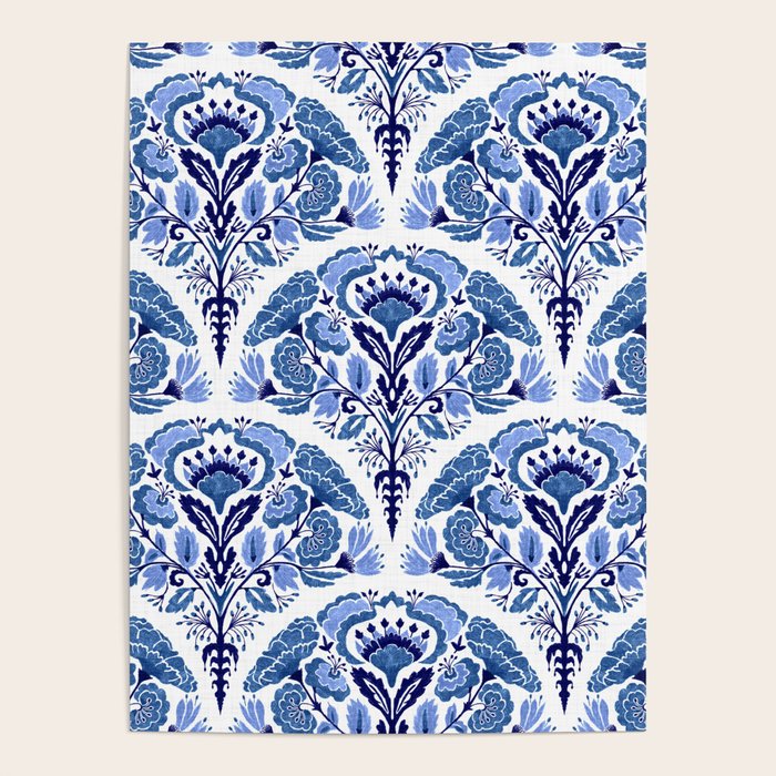 Chinoiserie Damask Porcelain Pattern Poster Gallery Image 1