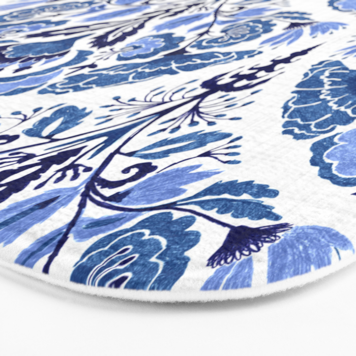 Chinoiserie Damask Porcelain Pattern Bath Mat Gallery Image 3