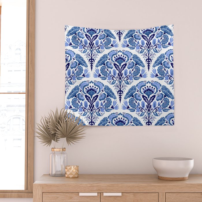 Chinoiserie Damask Porcelain Pattern Wall Tapestry Gallery Image 2