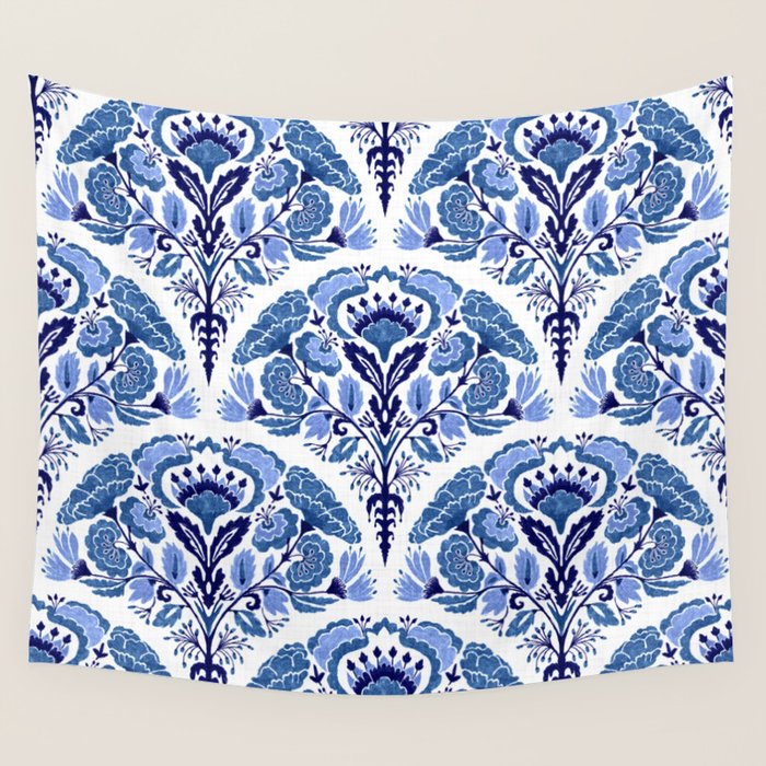 Chinoiserie Damask Porcelain Pattern Wall Tapestry Gallery Image 1