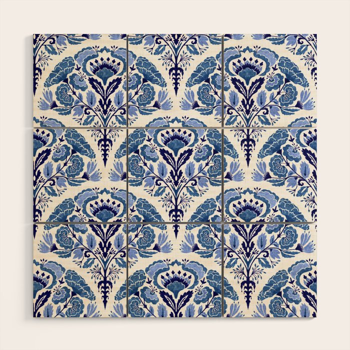 Chinoiserie Damask Porcelain Pattern Wood Wall Art Gallery Image 1