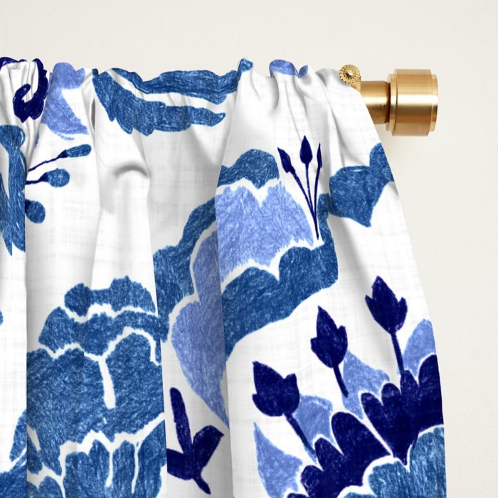 Chinoiserie Damask Porcelain Pattern Window Curtain Gallery Image 2