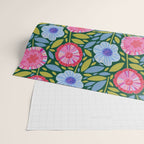 Folk Floral Blossoms in Forest Green Wrapping Paper Gallery Image 2