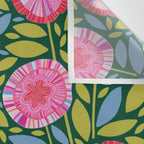 Folk Floral Blossoms in Forest Green Wall Tapestry Gallery Image 3