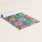 Folk Floral Blossoms in Forest Green Yoga Mat Gallery Image 2