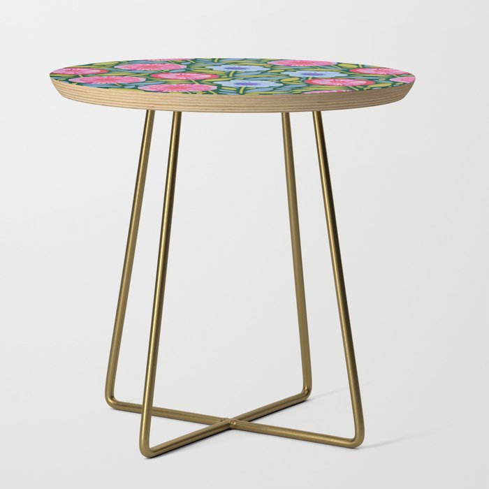 Folk Floral Blossoms in Forest Green Side Table Gallery Image 1