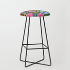 Folk Floral Blossoms in Forest Green Stool Gallery Image 1