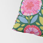 Folk Floral Blossoms in Forest Green Pillow Sham Gallery Image 4