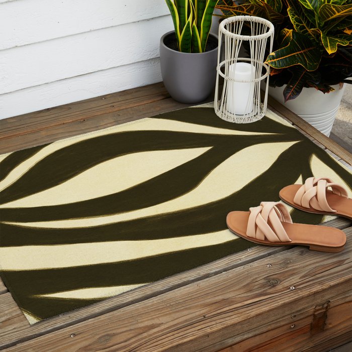 Abstract botanical Leaf Outdoor Rug Gallery Image 2