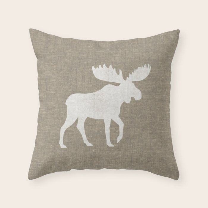 White Moose Silhouette Throw Pillow Gallery Image 6
