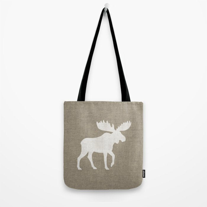 White Moose Silhouette Tote Bag Gallery Image 2