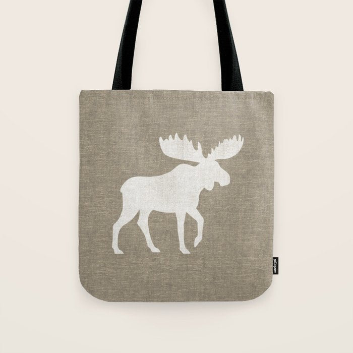 White Moose Silhouette Tote Bag Gallery Image 1