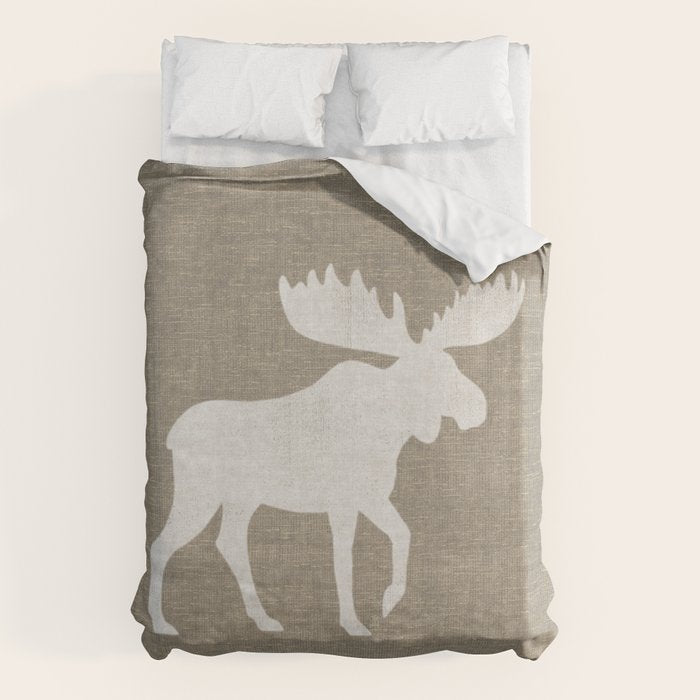 White Moose Silhouette Duvet Cover Gallery Image 1