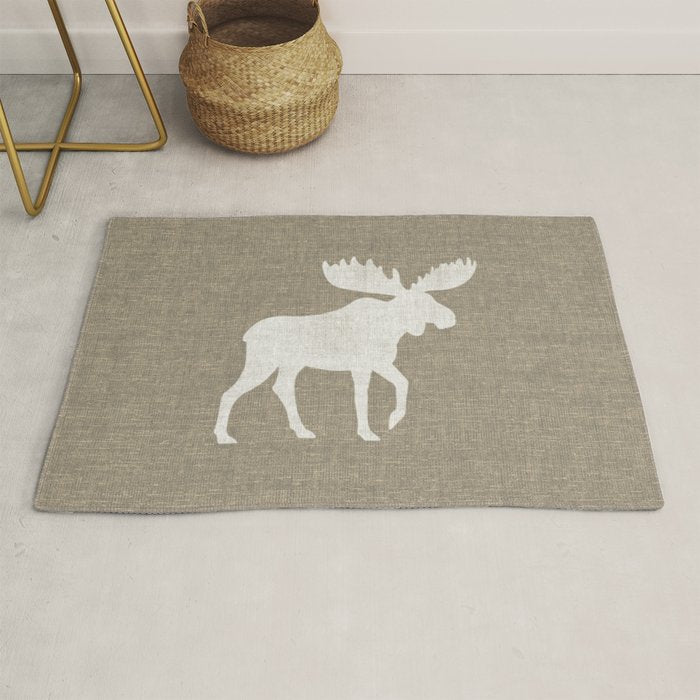 White Moose Silhouette Rug Gallery Image 1