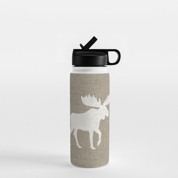 White Moose Silhouette Water Bottle Gallery Image 1