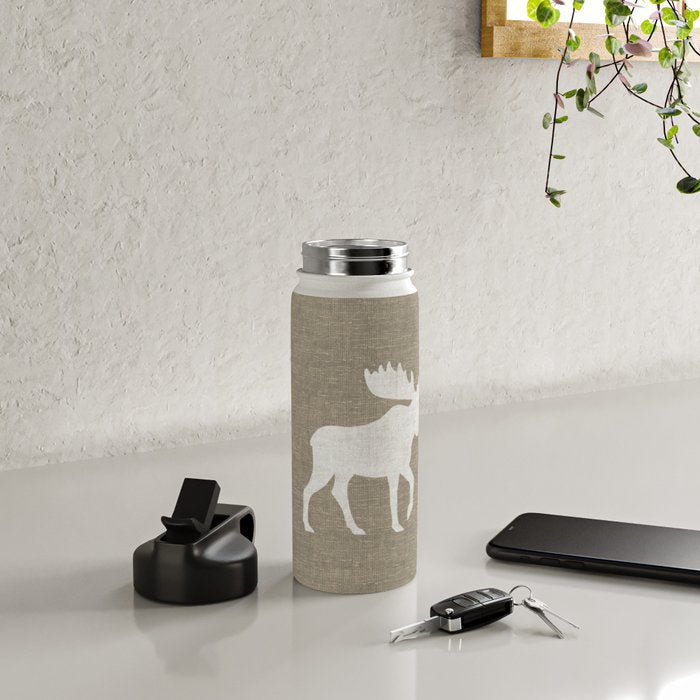 White Moose Silhouette Water Bottle Gallery Image 4