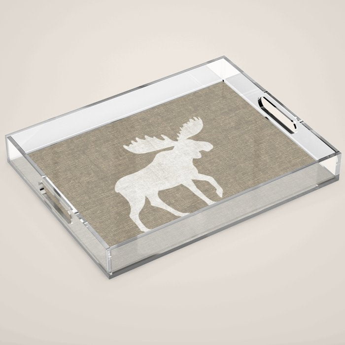 White Moose Silhouette Acrylic Tray Gallery Image 1