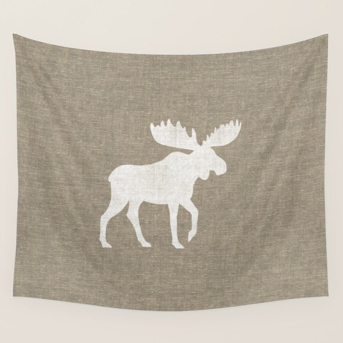 White Moose Silhouette Wall Tapestry Gallery Image 4