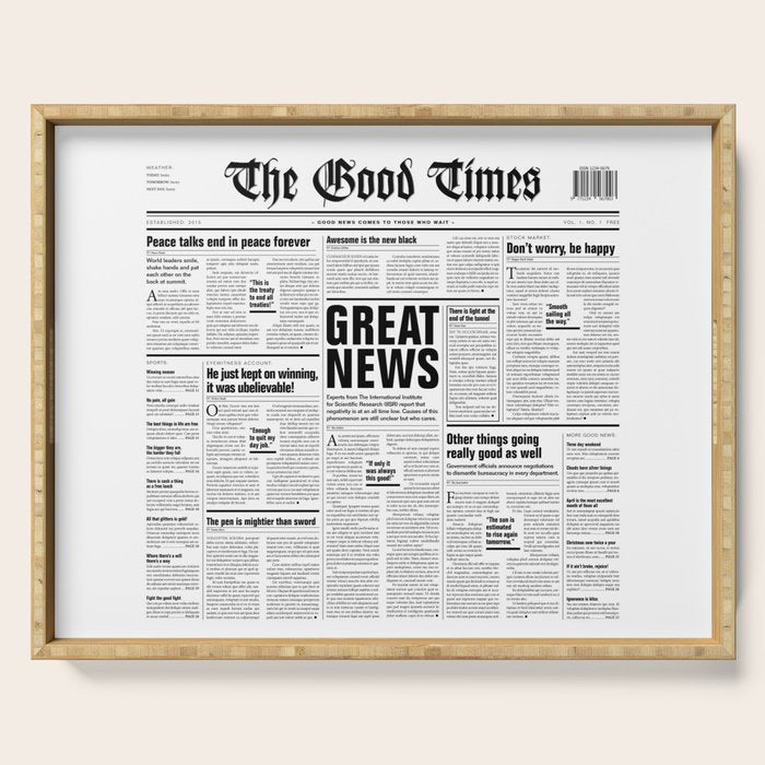 The Good Times Vol. 1, No. 1 / Newspaper with only good news Serving Tray Gallery Image 1