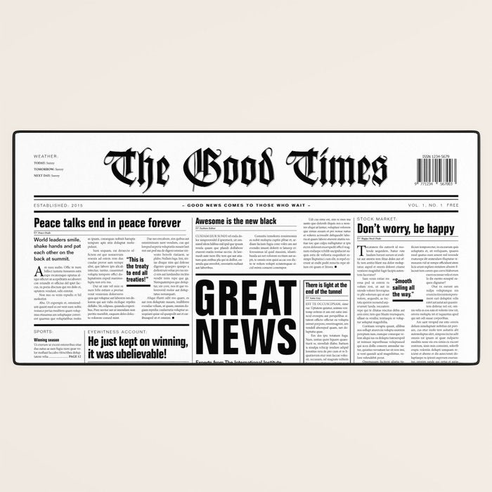 The Good Times Vol. 1, No. 1 / Newspaper with only good news Desk Mat Gallery Image 3