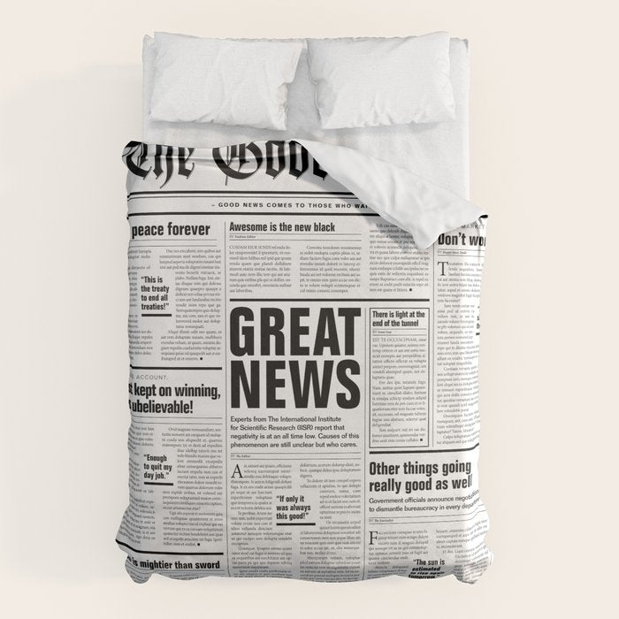 The Good Times Vol. 1, No. 1 / Newspaper with only good news Duvet Cover Gallery Image 6