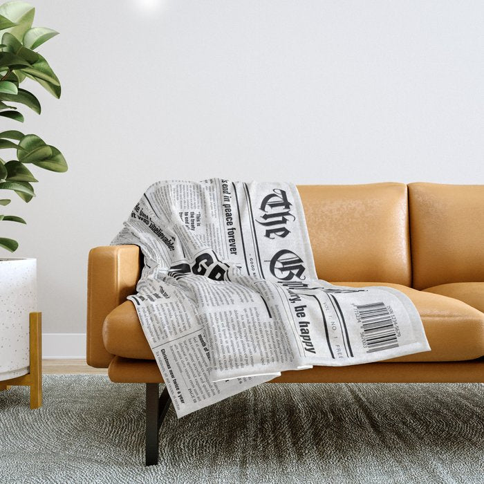 The Good Times Vol. 1, No. 1 / Newspaper with only good news Throw Blanket Gallery Image 1