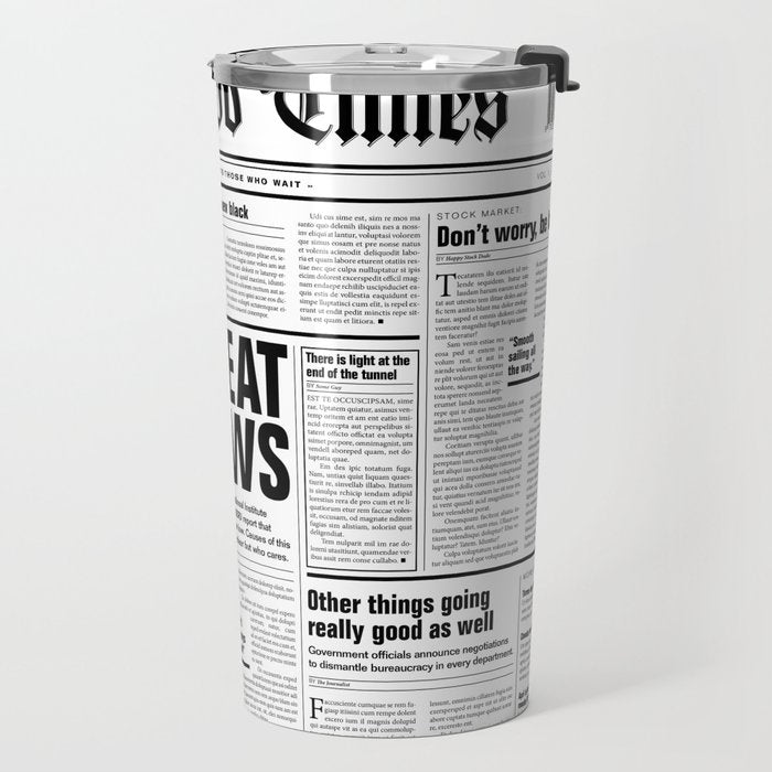 The Good Times Vol. 1, No. 1 / Newspaper with only good news Travel Mug Gallery Image 2