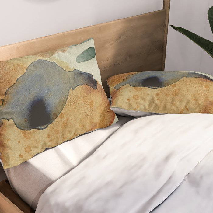 Equanimity contemporary abstract nature watercolor painting Pillow Sham Gallery Image 2