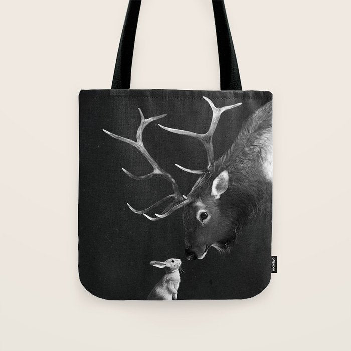 Elk and Rabbit Tote Bag Gallery Image 1