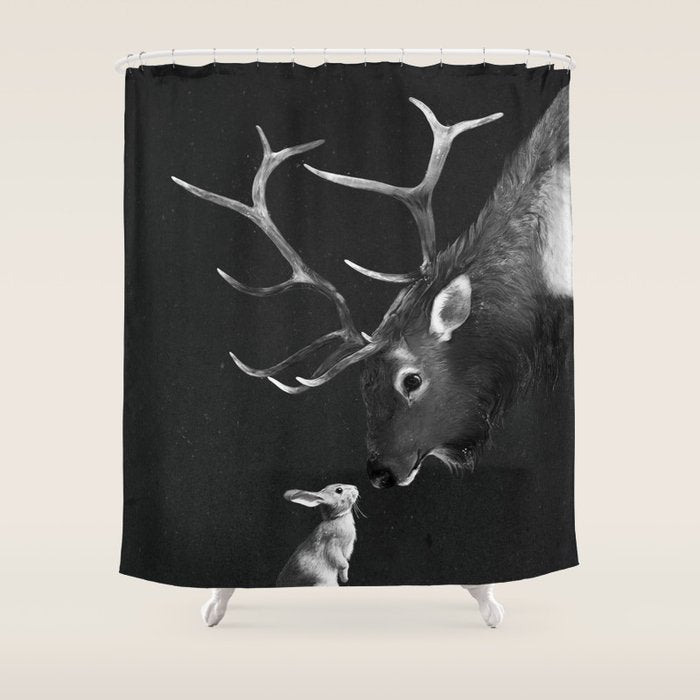 Elk and Rabbit Shower Curtain Gallery Image 1