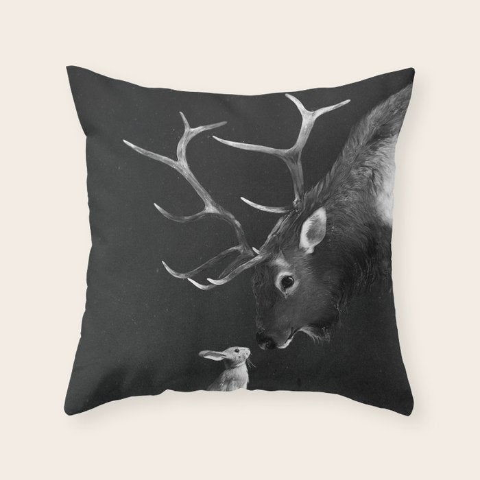 Elk and Rabbit Throw Pillow Gallery Image 6